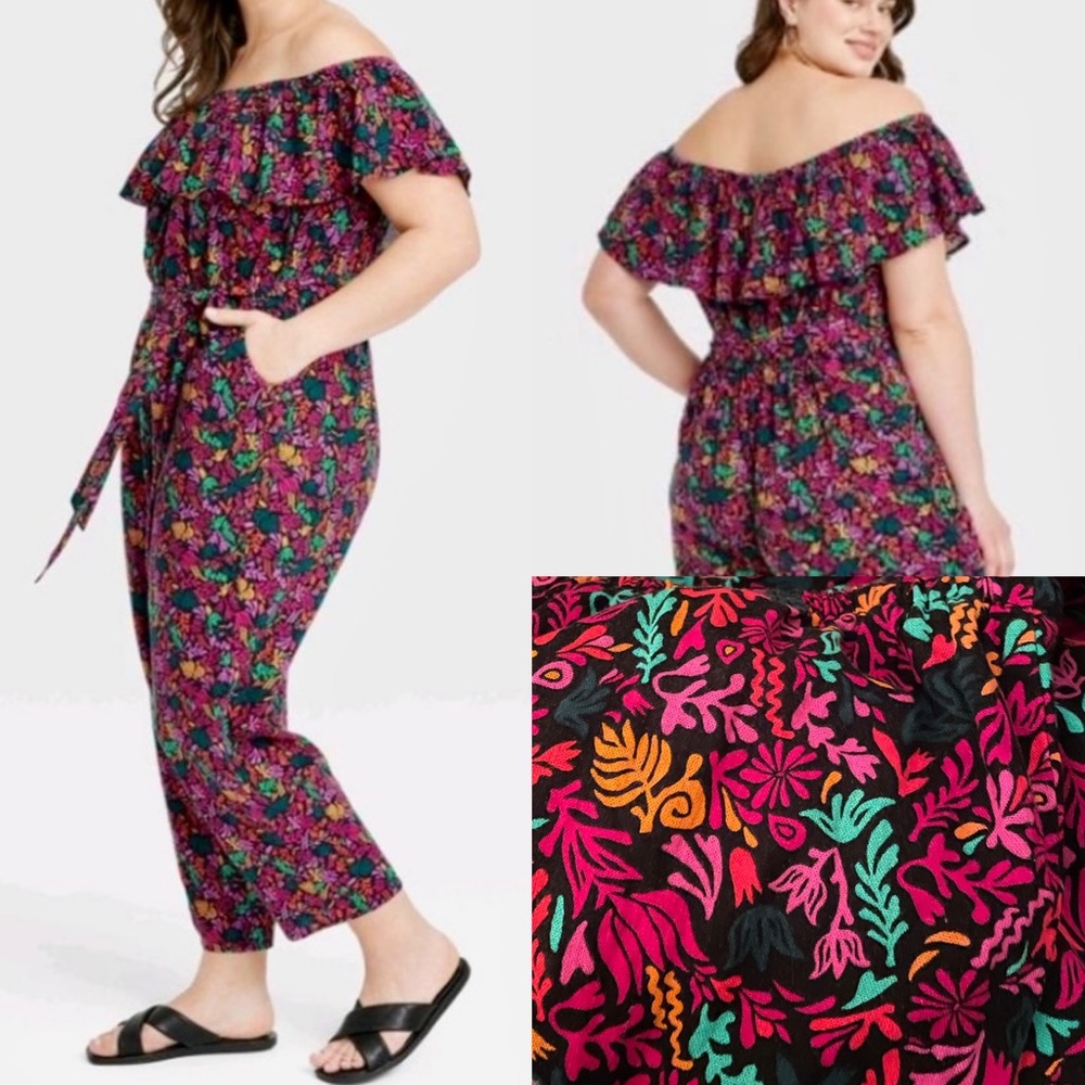 Ava & VivTM Women's Plus Size Ruffle Short
Sleeve Jumpsuit Size 3X